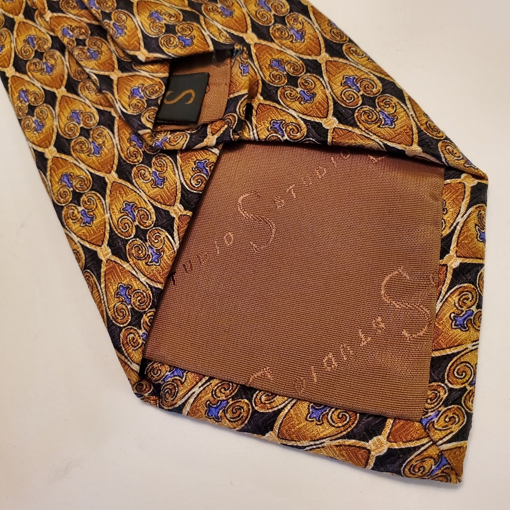 Robert Talbott Studio Necktie Gold Geometric Silk… - image 4